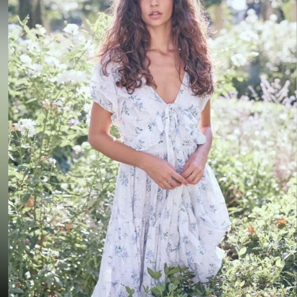 LOVESHACKFANCY Carlton midi dress blue floral